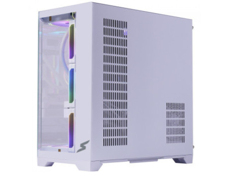 Gabinete Gamer SuperFrame Black Noir, Aquário, Mid Tower, Vidro Temperado, M-ATX, Preto, Sem Fonte, Com 3 Fans ARGB, SF-CS-BNMAB