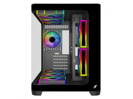 Gabinete Gamer SuperFrame Power Cube Cristal, Mid Tower, Vidro Temperado, ATX, RGB, Com 4 Fans, Preto, SF-CS-CRMAB4F