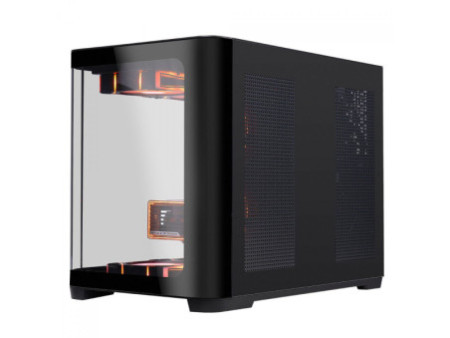 Gabinete Gamer SuperFrame Power Cube Cristal, Mid Tower, Vidro Temperado, ATX, RGB, Com 4 Fans, Preto, SF-CS-CRMAB4F