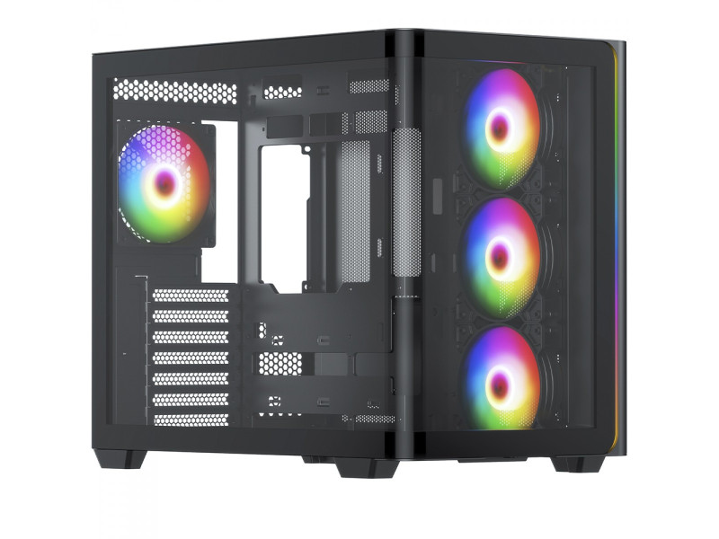 Gabinete Gamer SuperFrame Power Cube Cristal, Mid Tower, Vidro Temperado, ATX, RGB, Com 4 Fans, Branco, SF-CS-CRMAW4F