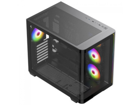 Gabinete Gamer SuperFrame Power Cube Cristal, Mid Tower, Vidro Temperado, ATX, RGB, Com 4 Fans, Branco, SF-CS-CRMAW4F