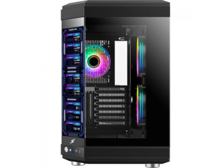 Gabinete Gamer SuperFrame Box, Mid Tower, Vidro Temperado, M-ATX, Black, Sem Fonte, Com 3 Fans
