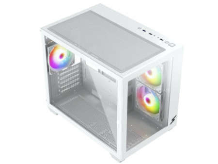 Gabinete Gamer SuperFrame Box, Mid Tower, Vidro Temperado, M-ATX, White, Sem Fonte, Com 3 Fans