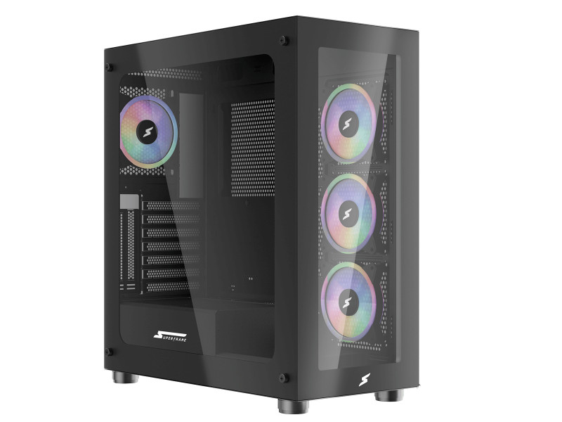Gabinete Gamer SuperFrame Glass, Mid Tower, RGB, Vidro Temperado, ATX, Black, Sem Fonte, Sem Fans