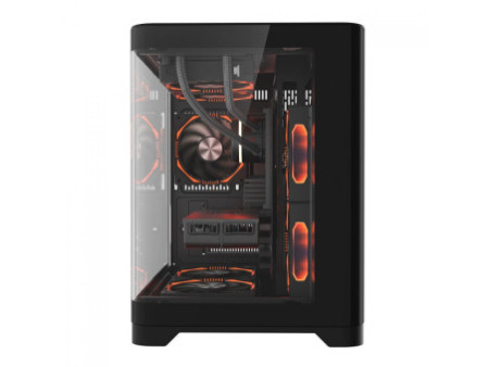 Gabinete Gamer SuperFrame Power Cube, Mid Tower, Vidro Temperado, EATX, Black/Red, Sem Fonte, Sem Fan