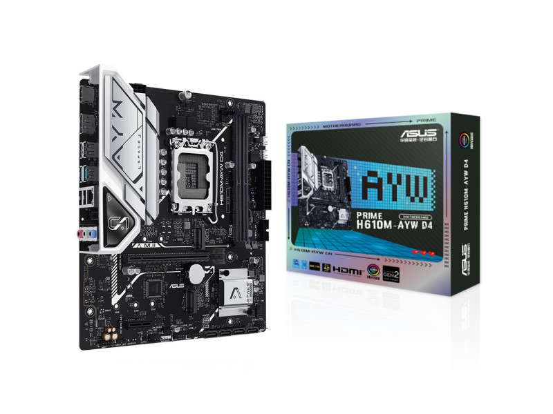 Placa Mãe Asus H610M-AYW D4, Chipset H610, Intel LGA 1700, mATX, DDR4, 90MB1GF0-M0EAY0