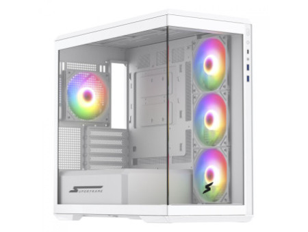 Gabinete Gamer SuperFrame Power Cube, Mid Tower, Vidro Temperado, EATX, White, Sem Fonte, Sem Fan