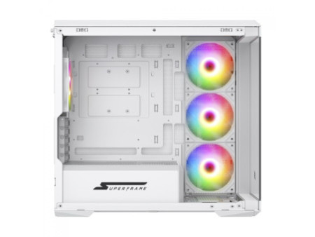 Gabinete Gamer SuperFrame Power Cube, Mid Tower, Vidro Temperado, EATX, White, Sem Fonte, Sem Fan