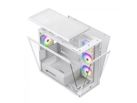 Gabinete Gamer SuperFrame Power Cube, Mid Tower, Vidro Temperado, EATX, White, Sem Fonte, Sem Fan