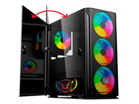 Gabinete Gamer SuperFrame Super X, ARGB, Mid Tower, Vidro Temperado, ATX, Sem Fonte, Com 4 Fans