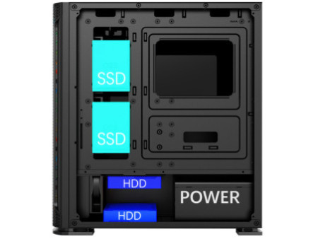 Gabinete Gamer SuperFrame Super X, ARGB, Mid Tower, Vidro Temperado, ATX, Sem Fonte, Com 4 Fans