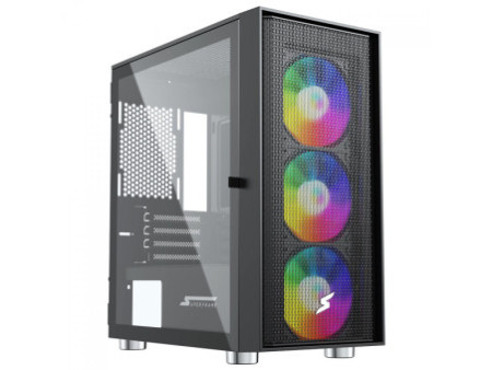Gabinete Gamer SuperFrame Venon, RGB, Mid Tower, Vidro Temperado, E-ATX, Black, Sem Fonte, Com 3 Fans
