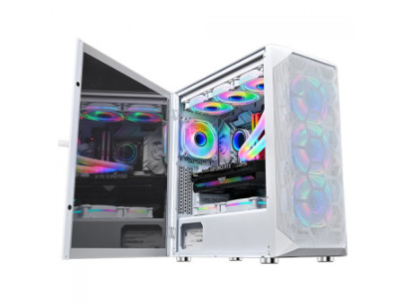 Gabinete Gamer SuperFrame Cube, Mid Tower, Vidro Temperado, ATX, Black, Sem Fonte, Com 10 Fans ARGB