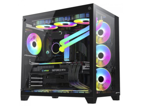 Gabinete Gamer SuperFrame Hazy, Mid Tower, RGB, Vidro Temperado, E-ATX, Black, Sem Fonte, Com 3 Fans ARGB