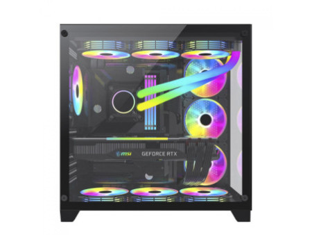 Gabinete Gamer SuperFrame Hazy, Mid Tower, RGB, Vidro Temperado, E-ATX, Black, Sem Fonte, Com 3 Fans ARGB
