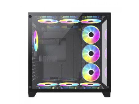 Gabinete Gamer SuperFrame Hazy, Mid Tower, RGB, Vidro Temperado, E-ATX, Black, Sem Fonte, Com 3 Fans ARGB