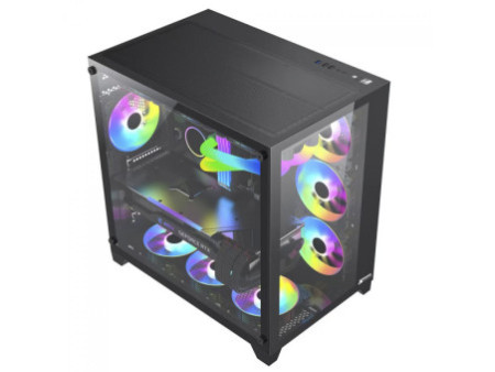 Gabinete Gamer SuperFrame Hazy, Mid Tower, RGB, Vidro Temperado, E-ATX, Black, Sem Fonte, Com 3 Fans ARGB