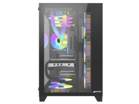 Gabinete Gamer SuperFrame Hazy, Mid Tower, RGB, Vidro Temperado, E-ATX, Black, Sem Fonte, Com 3 Fans ARGB