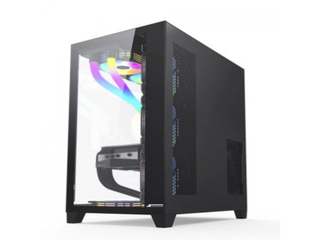 Gabinete Gamer SuperFrame Hazy, Mid Tower, RGB, Vidro Temperado, E-ATX, Black, Sem Fonte, Com 3 Fans ARGB