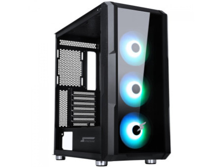 Gabinete Gamer SuperFrame Flow, Mid Tower, RGB, Vidro Temperado, ATX, Black, Sem Fonte, Com 3 Fans