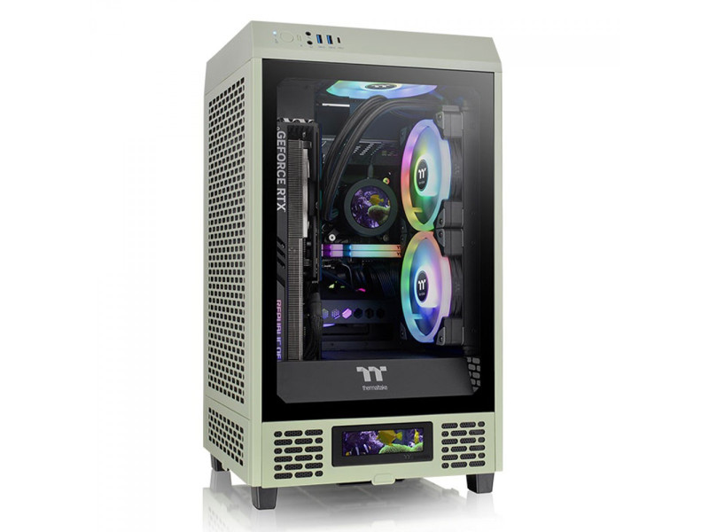 Gabinete Gamer Thermaltake The Tower 200 Racing Green, Mini Tower, Vidro Temperado, Mini-ITX, Sem Fonte, Com 2 Fans, CA-1X9-00SC