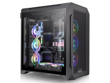 Gabinete Gamer Thermaltake The Tower 500, Mid Tower, Vidro Temperado, E-ATX, Black, Sem Fonte, Com 2 Fans, CA-1X1-00M1WN-00