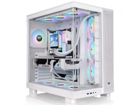 Gabinete Gamer Thermaltake View 380 XL TG, ARGB, Mid Tower, Vidro Temperado, ATX, Sem Fonte, Com 4 Fans, Preto, CA-11E-00M1WN-00