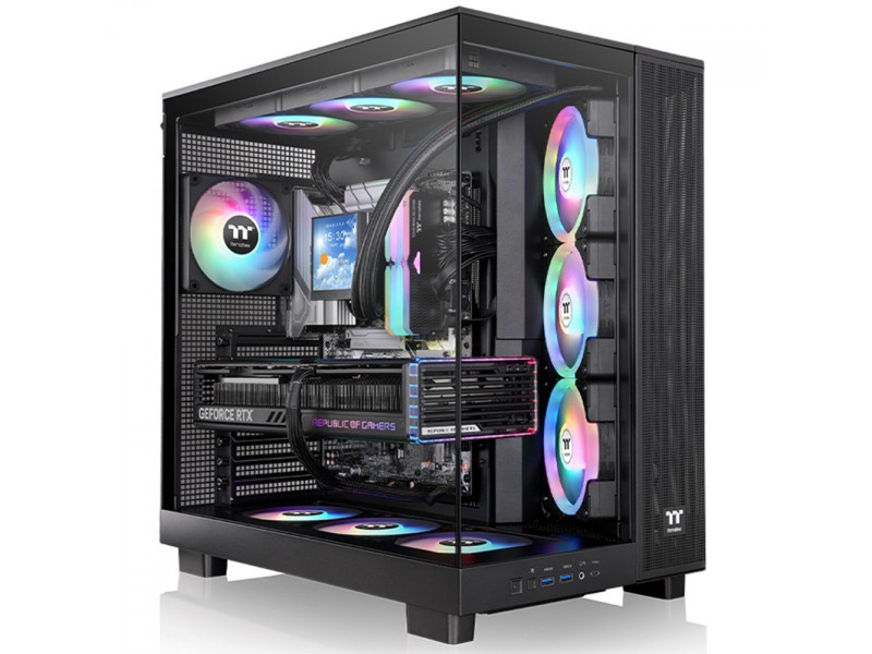 Gabinete Gamer Thermaltake The Tower 600, Mid Tower, Vidro Temperado, ATX, Sem Fonte, Com 2 Fans, Preto, CA-1Z1-00M1WN-00
