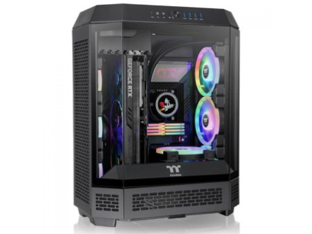 Gabinete Gamer Thermaltake View 380 TG, ARGB, Mid Tower, Vidro Temperado, ATX, Sem Fonte, Com 4 Fans, Preto, CA-1Z2-00M1WN-00