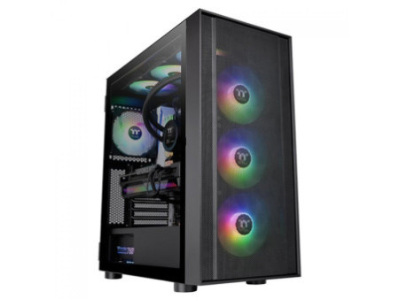 Gabinete Gamer Thermaltake S200 TG ARGB, Mid Tower, Vidro Temperado, ATX, Black, Com Fonte 650W, Com 4 Fans, CA-3X2-65M1WZ-00