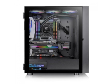 Gabinete Gamer Thermaltake S200 TG ARGB, Mid Tower, Vidro Temperado, ATX, Black, Com Fonte 650W, Com 4 Fans, CA-3X2-65M1WZ-00