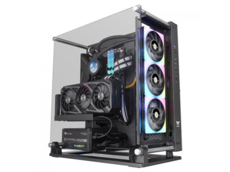 Gabinete Gamer Thermaltake H590 TG ARGB, Mid Tower, Vidro Temperado, Black, E-ATX, Sem Fonte, Com 2 Fans, CA-1X4-00M1WN-00