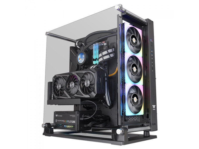 Gabinete Gamer Thermaltake H590 TG ARGB, Mid Tower, Vidro Temperado, Black, E-ATX, Sem Fonte, Com 2 Fans, CA-1X4-00M1WN-00