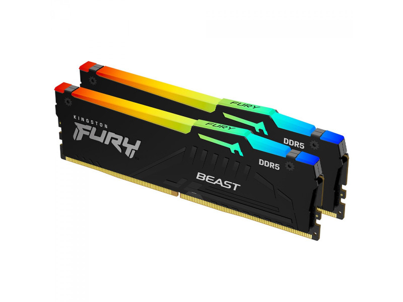Memória DDR5 Kingston Fury Beast, RGB, 16GB (2x8GB), 6000Mhz, Black, KF560C30BBEAK2-16