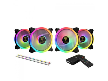 Kit Fan com 4 Unidades Gamdias Aeolus, ARGB, White, 120mm, com Controlador, AEOLUS M2-1204R-WH