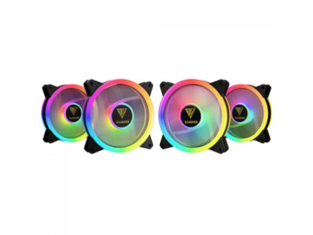 Kit Fan com 4 Unidades Gamdias Aeolus, ARGB, White, 120mm, com Controlador, AEOLUS M2-1204R-WH