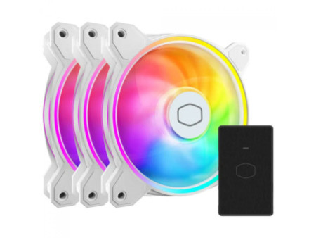 Kit Fan Com 3 Unidades Gamer Ninja Shimo, ARGB, 120mm, Com Controladora, Branco, GN-FN-SMK12AW
