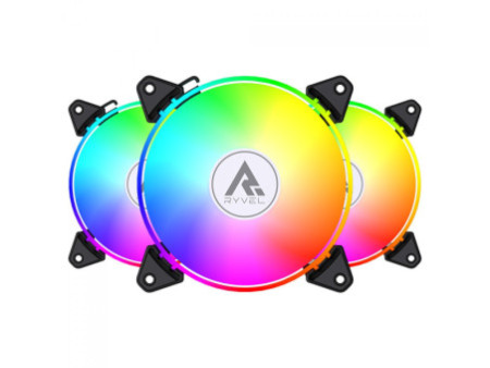 Kit Fan Com 3 Unidades Ryvel Lycan White, ARGB, 120mm, Com Controladora, Branco, RY-FN-LY-WT