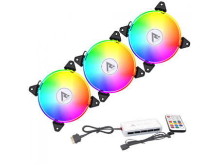 Kit Fan Com 3 Unidades Ryvel Lycan White, ARGB, 120mm, Com Controladora, Branco, RY-FN-LY-WT