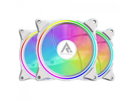 Kit Fan Com 3 Unidades Ryvel Frost White, ARGB, 120mm, Com Controladora, Branco, RY-FN-FT-WT