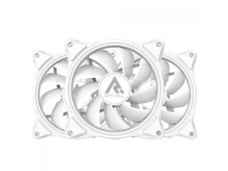Kit Fan Com 3 Unidades Ryvel Frost White, ARGB, 120mm, Com Controladora, Branco, RY-FN-FT-WT
