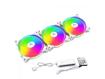 Kit Fan Com 3 Unidades Ryvel Blanc Black, ARGB, 120mm, Com Controladora, Preto, RY-FN-BL-BL