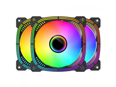 Kit Fan Com 3 Unidades Ryvel Lycan Black, ARGB, 120mm, Com Controladora, Preto, RY-FN-LY-BL