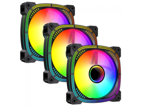 Kit Fan Com 3 Unidades Ryvel Lycan Black, ARGB, 120mm, Com Controladora, Preto, RY-FN-LY-BL