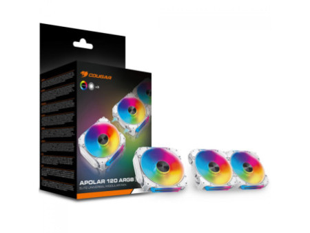 Kit Fan Com 3 Unidades Cougar Apolar, 120mm, ARGB, PWM, Preto, 3MAPR12A3.0001