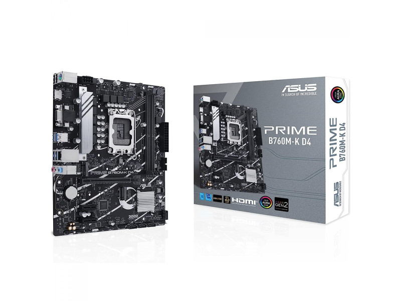 Placa Mãe Asus PRIME B760M-K D4, Chipset B760, Intel LGA 1700, mATX, DDR4, 90MB1DS0-M1EAY0