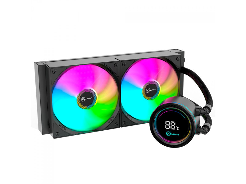 Water Cooler Kalkan Alpha 360 ARGB, 360mm, Com Display, Intel-AMD, Preto, KLK00048