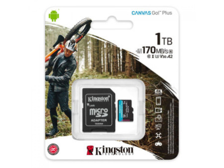 Cartão de Memória Kingston Canvas Go Plus, MicroSD 512GB, Com Adaptador, SDCG3/512GB
