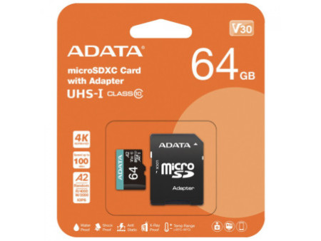 Cartão De Memória Adata Premier Pro MicroSDXC/SDHC UHS-I, 256GB, Classe 10, Com Adaptador, AUSDX256GUI3V30SA2-RA1