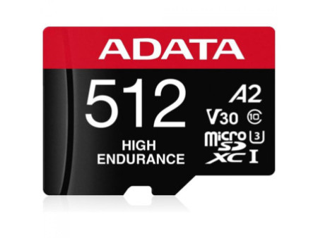 Cartão De Memória Adata High Endurance MicroSDXC/SDHC UHS-I, 256GB, Classe 10, Com Adaptador, AUSDX256GUI3V30SHA2-RA1